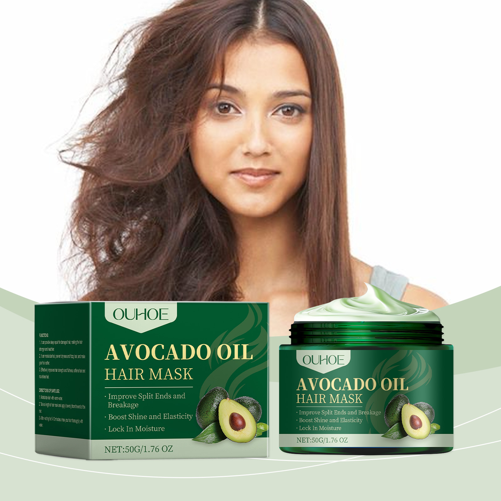 Hair Care For Dry And Frizzy Hair - OUHOE Avocado Oil Hair Mask Moisturizing