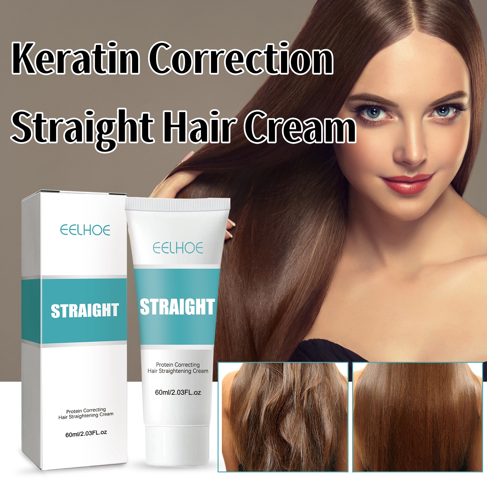 Hair Care For Dry And Frizzy Hair - Keratin Correction Straight Hair Cream Repair