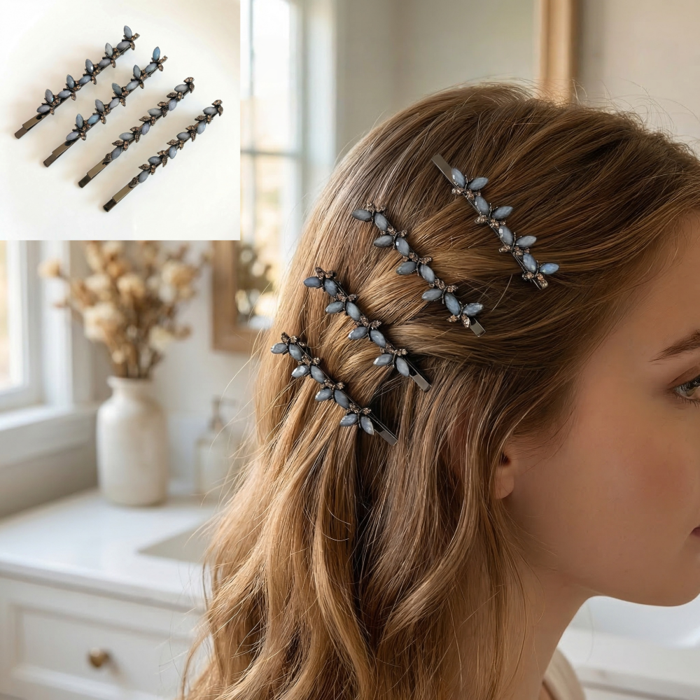 2pcs/set Delicate Gray Opal Bu - Bobby Pin Bulk review and price