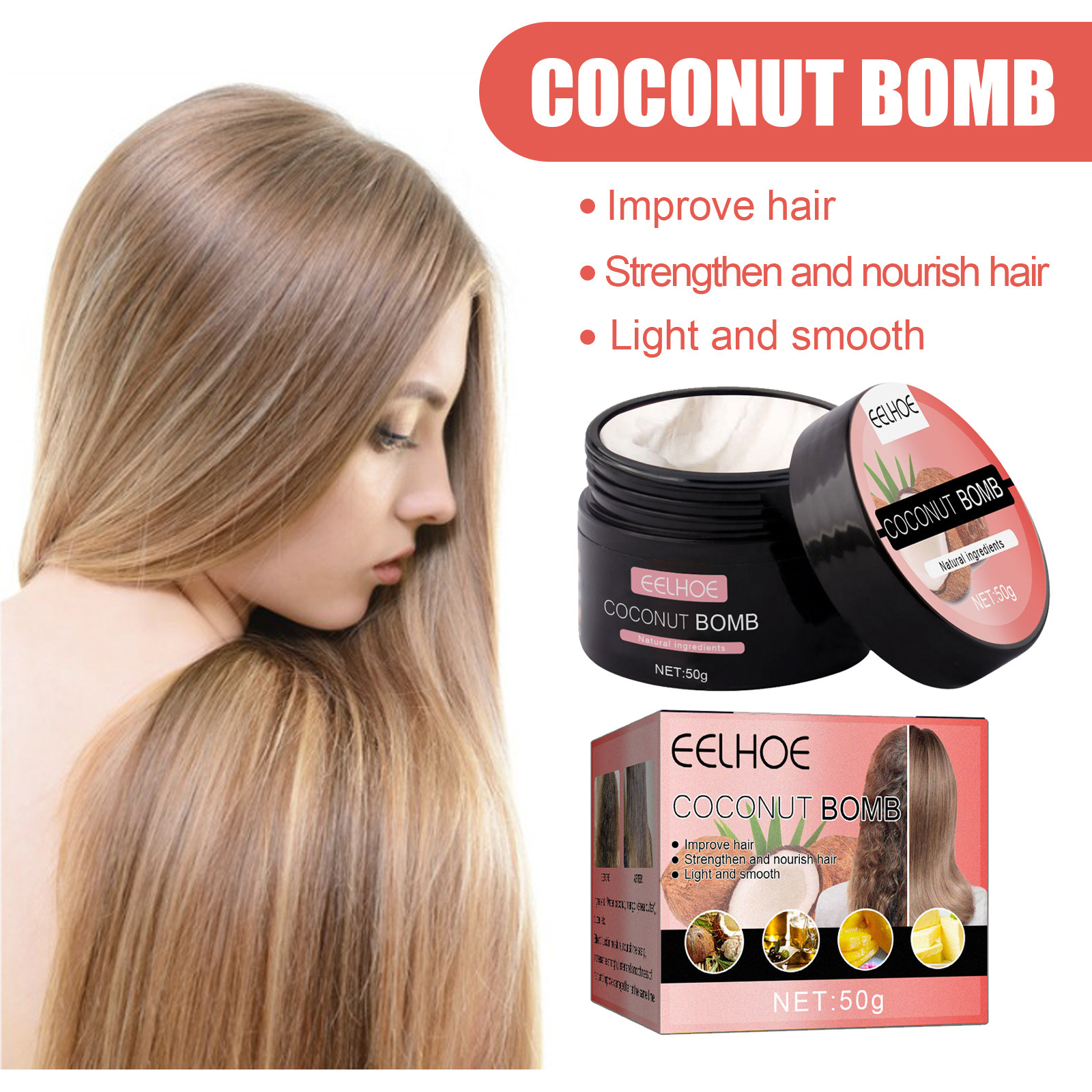 Coconut Bomb Nourishing Hair M - Hair Care For Dry And Frizzy Hair review and price