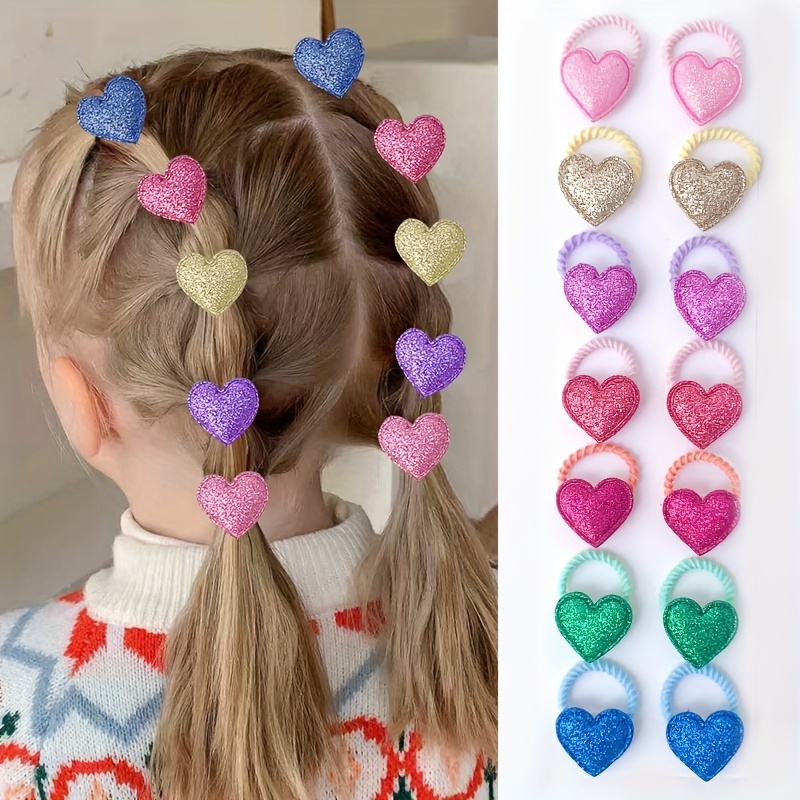 14pcs Hair Ties Cute Glitter H - Hair Care For 5 Year Old Girl review and price