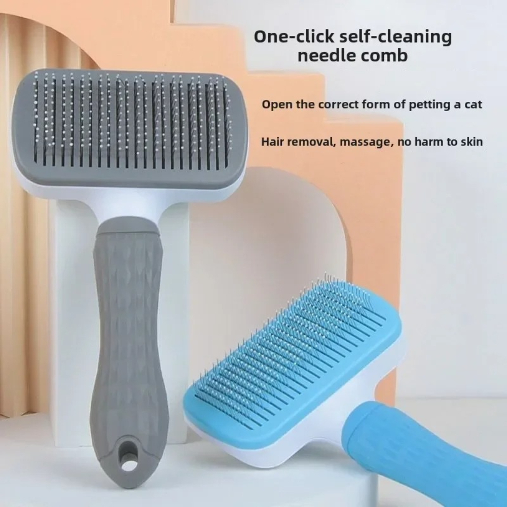 Pet Grooming Brush Self Cleani - Hair Care Is Self Care review and price